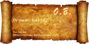 Orowan Balló névjegykártya